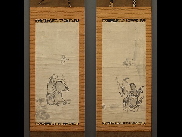 掛け軸 唐物唐本 肉筆 肉筆紙本 元代画家『王蒙 古びた蔵 中国書画