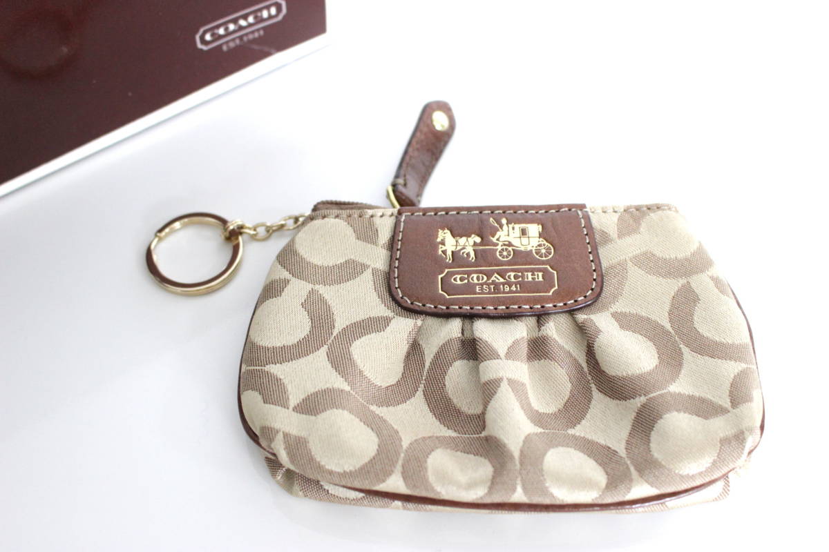 最安値，大人気 1459 COACH コーチ シグネチャー柄 キーリング付きコインケース カードケース キーホルダー キーケース 茶 ブラウン(服飾小物)｜売買されたオークション情報、yahooの商品情報をアーカイブ公開 服飾小物