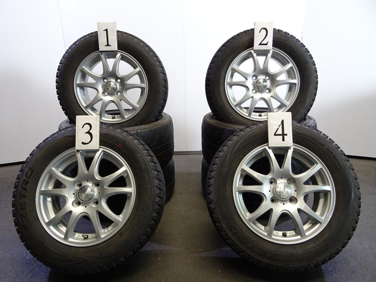 社外 14インチ アルミ 5.5J +45 4H 100 スタッドレス ZETRO '14年 175&frasl;70R14 84Q アクア NHP10 ヴィッツ  フィット GK スイフト バレーノ