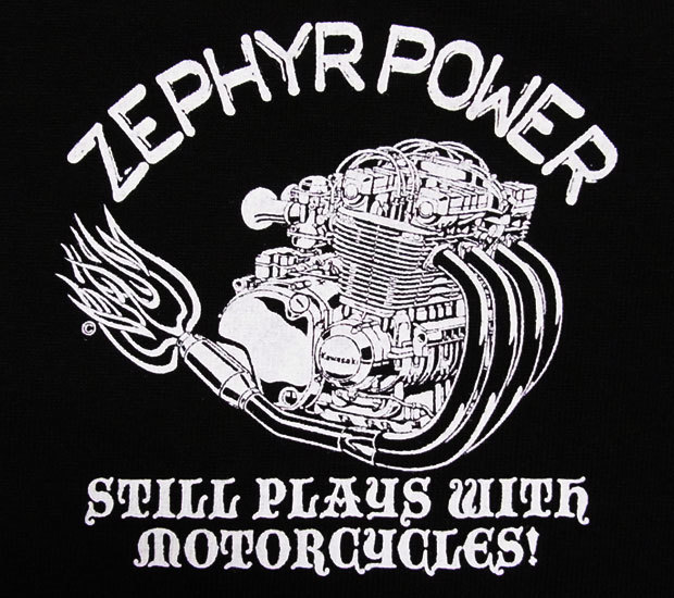 ZEPHYR POWER」 KAWASAKI ZEPHYRエンジンTシャツ」 カワサキ ゼファー 