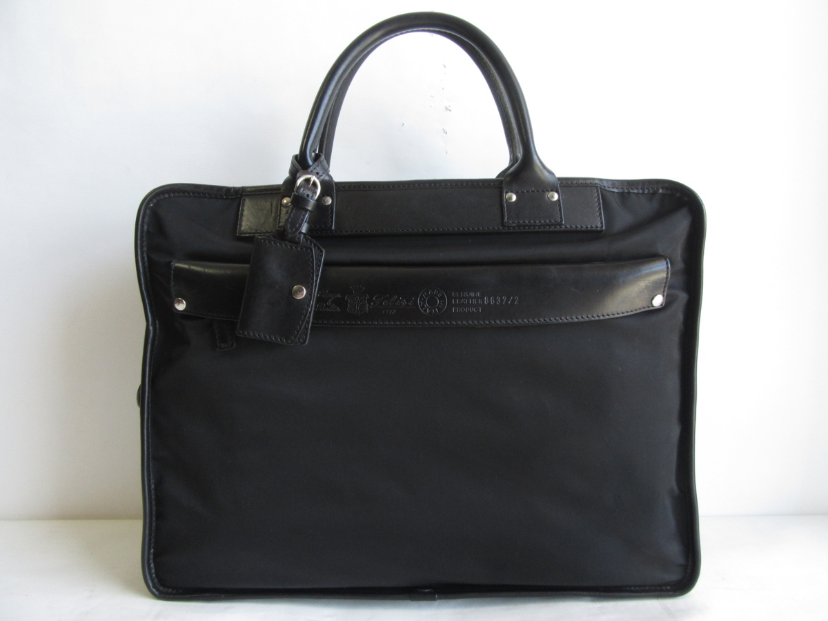 フェリージ　Felisi ビジネスバッグ　8637/2 ブリーフケース　ブラック 美品】 FELISI 【8637/2 ブリーフケース】ナイロン×レザー ブラック