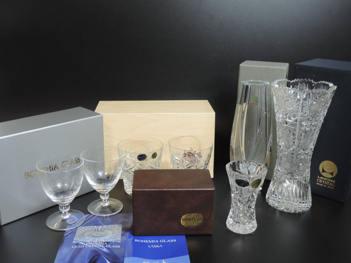 【新品】※ラスカ※ ボヘミア クリスタル 花瓶 箱付 新品】※ラスカ※ ボヘミア クリスタル 花瓶 箱付 ボヘミアガラス ラスカ