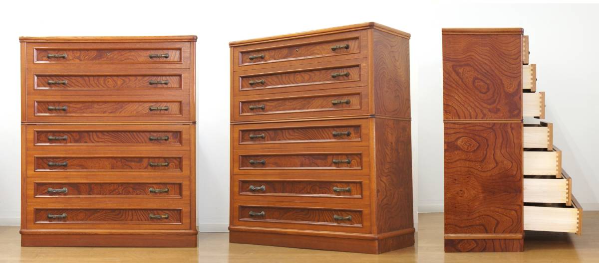 装飾金具 和箪笥 北海道民芸家具 美品 民芸箪笥 タンス 衣装 杢目 着物
