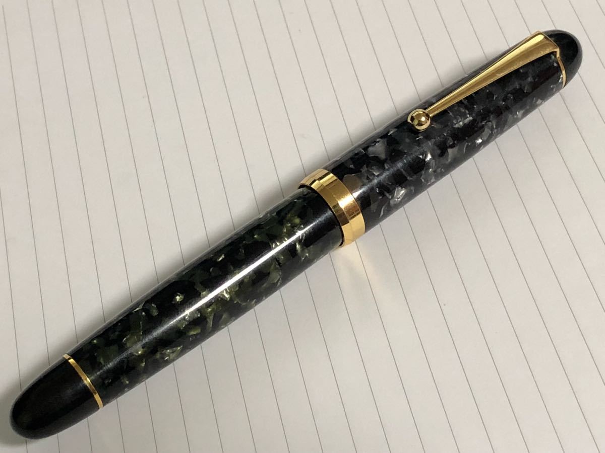 加藤製作所 2500 セルロイド 大型万年筆 バラフブラック&バラフ