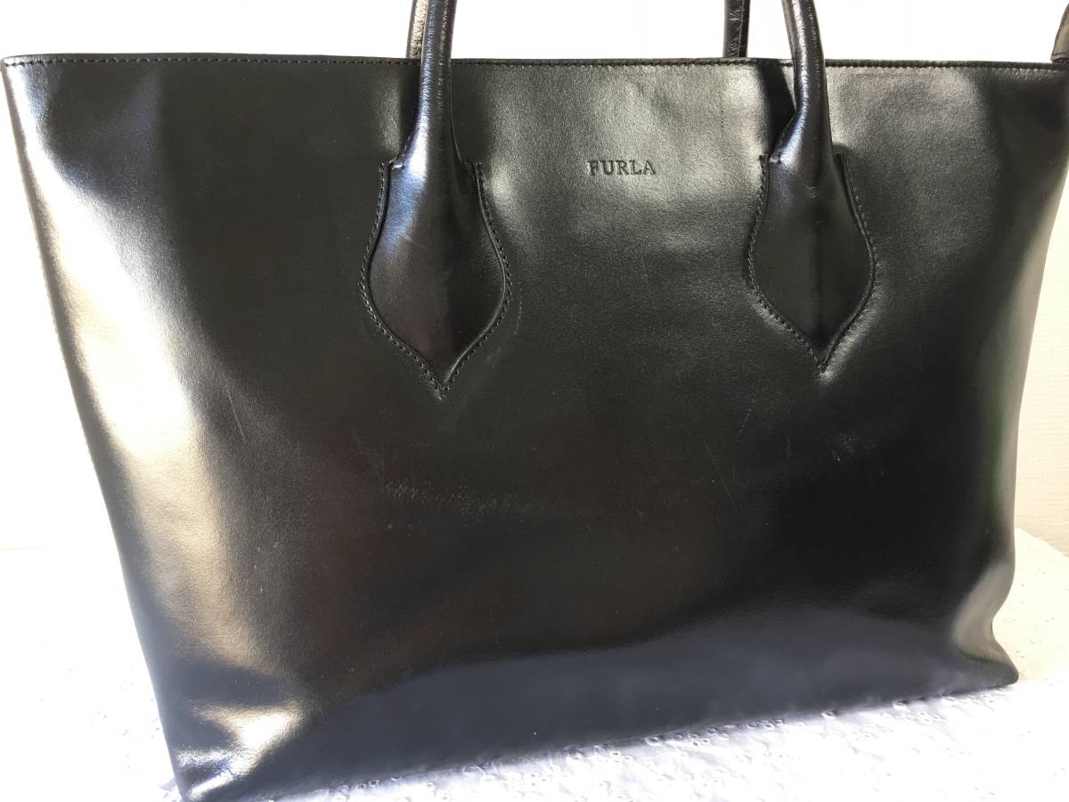☆良品☆22T726☆トートバッグ☆ FURLA フルラ レザー ブラック系