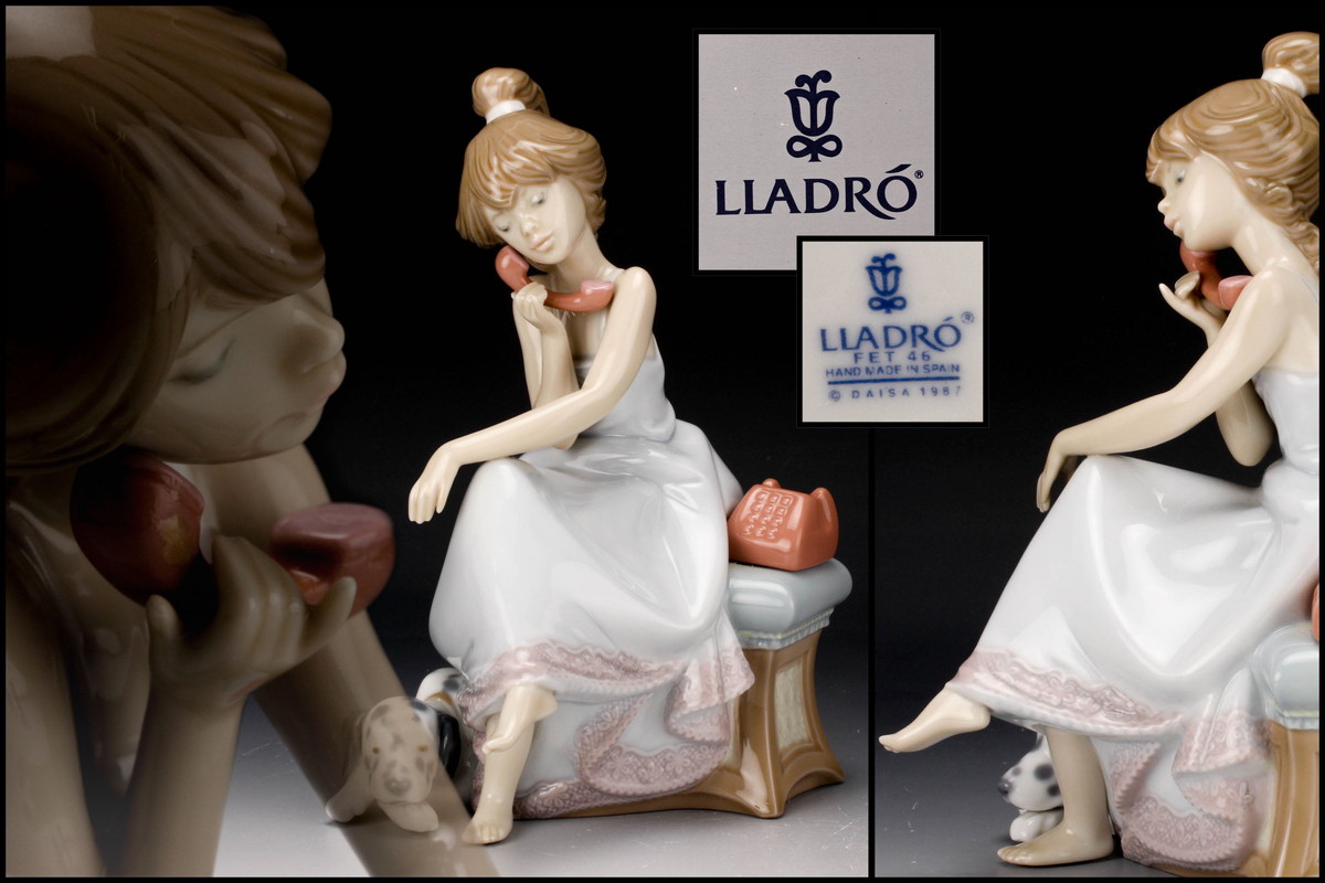 佳香】LLADRO リヤドロ 『大事な電話』女性置物 共箱 本物保証 西洋