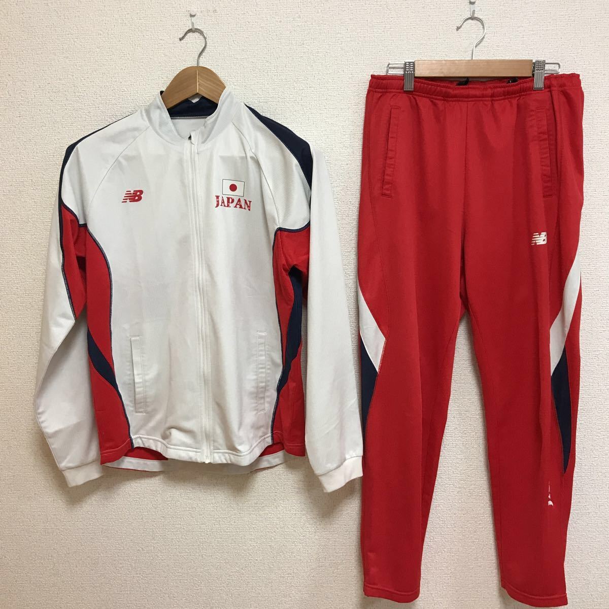 NewBalance ニューバランス NB 日本代表 ジャージ セットアップ トラックジャケット ボトムス 桜模様 メンズ L ホワイト レッド