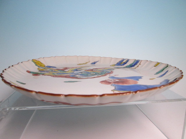 古九谷焼骨董品⁄幕末希少 色絵 山水花紋 深皿 深鉢 青九谷 古 【侍】古