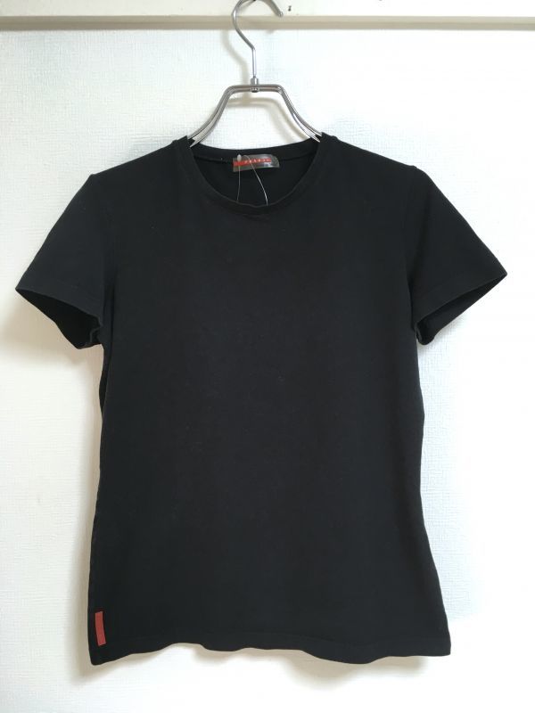 PRADA プラダ レディス カットソー 半袖Tシャツ ポケット 吸湿速乾 スポーツ 黒