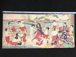 国貞 東京源氏雪の曙庭の戯 三枚続き◆版画◆浮世絵 国貞 東京源氏雪の曙庭の戯 三枚続き◇版画◇浮世絵 【公式通販】