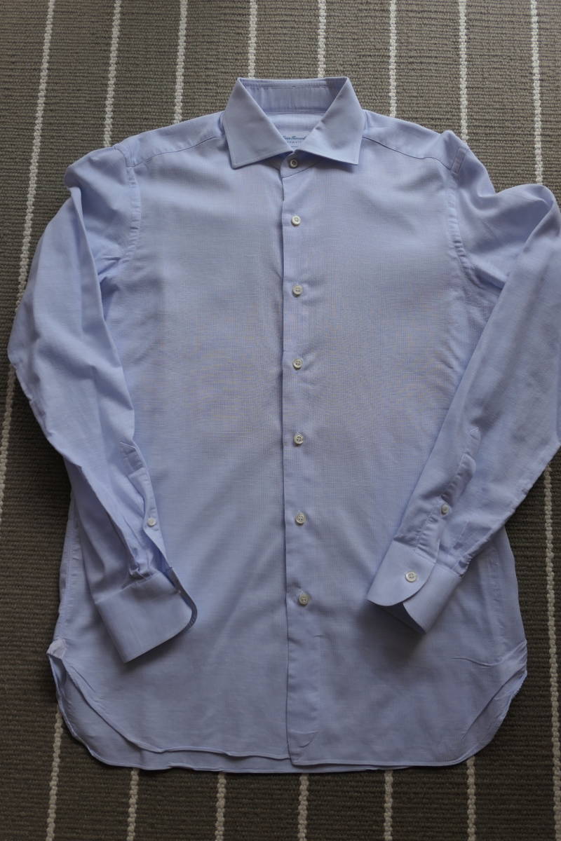 超美品 ユナイテッドアローズ 購入 イタリア製 エリコフォルミコラ ドレスシャツ ブルー系 サイズ40 ARROWS Errico 48サイズ FORMICOLA＞ブラウンストライプ ERRICO メルカリ