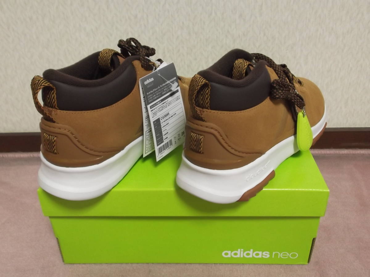 ★新品★adidas 天然皮革NEORACER ウオーキングシューズ、ブラウン系26.0cm、共箱付　