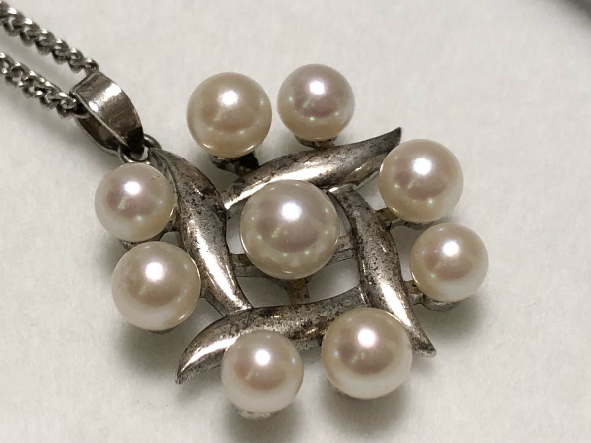 MIKIMOTO 本真珠 SILVER 5.9g デザイン ペンダントネックレス【検 