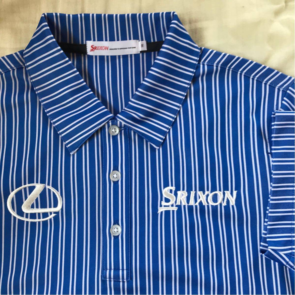 SRIXON LEXUS スリクソン レクサス ポロシャツ ブルー ストライプ柄 M