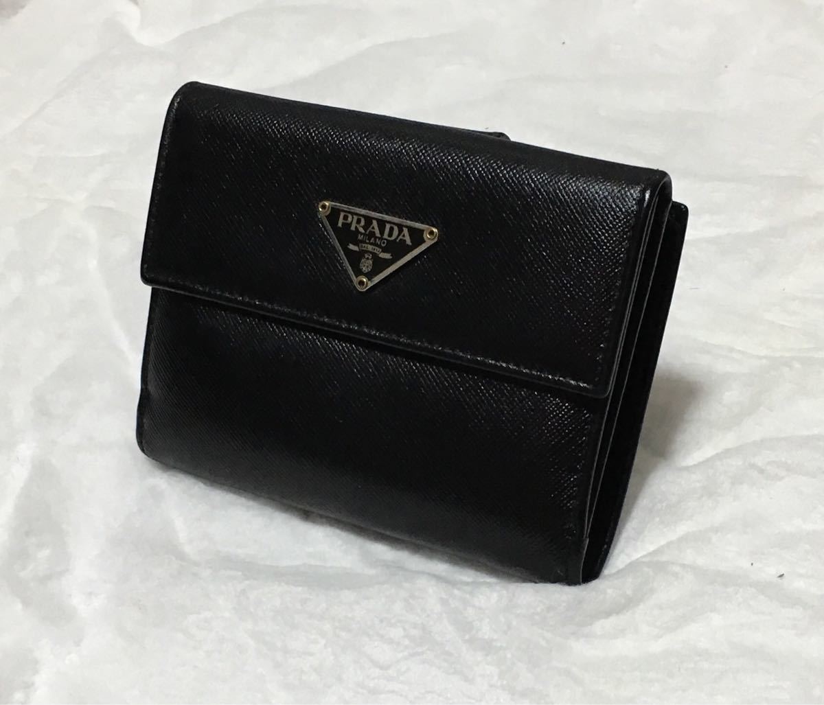 PRADA プラダ　三つ折り財布　サフィアーノ　NERO プラダ(PRADA) 【正規品】PRADA (プラダ) 三つ折り 財布 サイフ