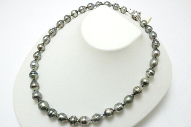 [Shimoe]最落無し！１円～８．６ｍｍ～１１．３ｍｍ　南洋黒蝶ネックレス