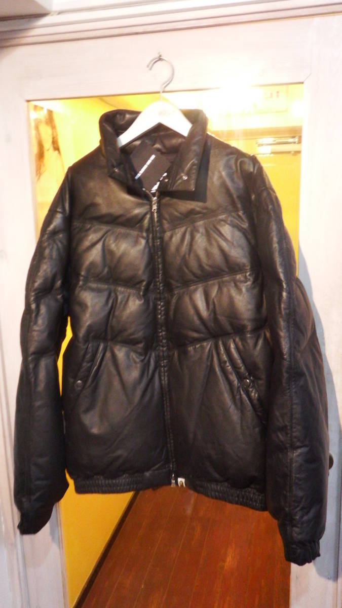 定番人気，豊富な A BATHING APE 初期 黒 レザーダウン ダウンジャケット LEATHER DOWN JACKET XL FK(ダウンジャケット)｜売買されたオークション情報、yahooの商品情報をアーカイブ公開 - オークファン 男性用