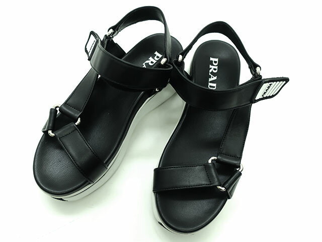  /PRADA/プラダ/ブランド靴/サンダル/スポーツサンダル/厚底/プラットフォーム/クロスストラップアッパー/ブラック/SIZE37/(女性用)｜売買されたオークション情報、yahooの商品情報をアーカイブ 靴