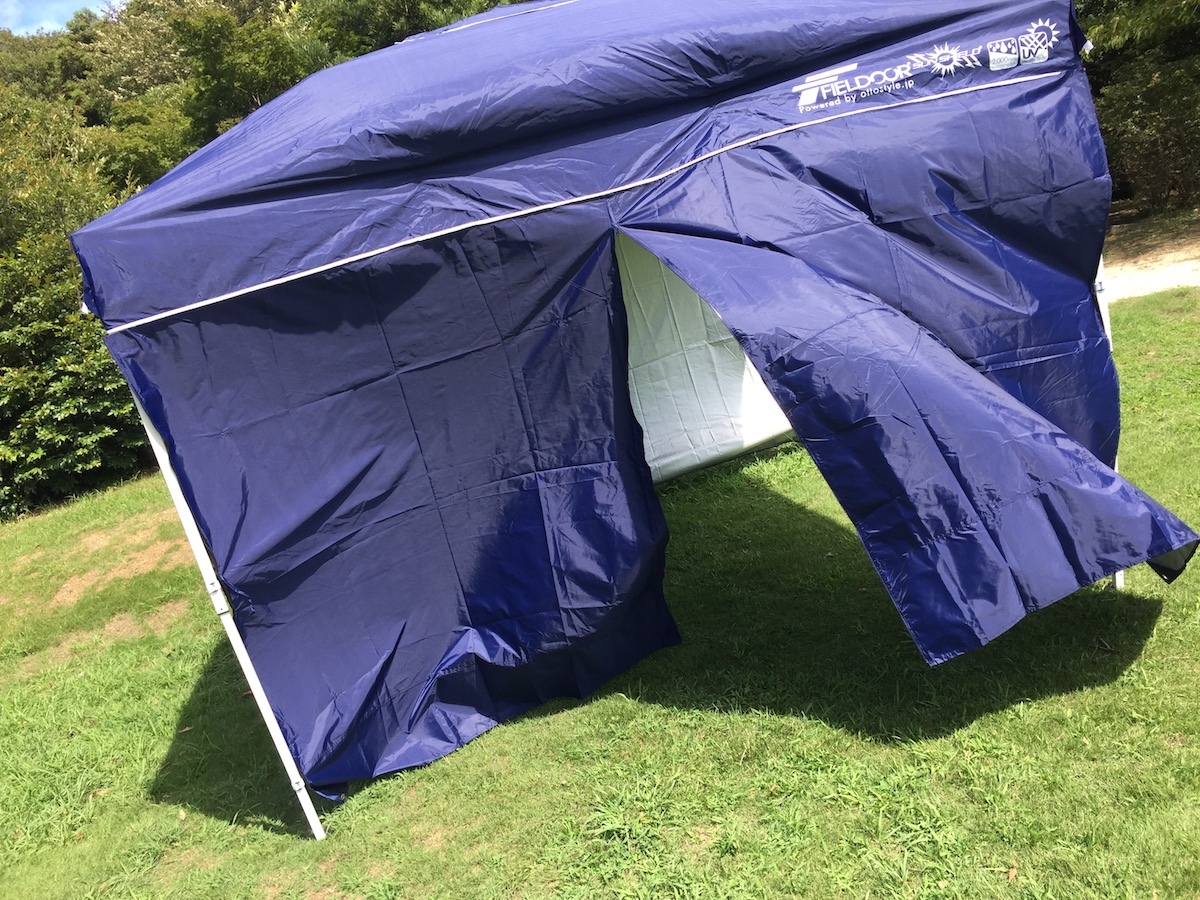 FIELDOOR ワンタッチタープテント 3m x 3m スチール製 ブルー セット