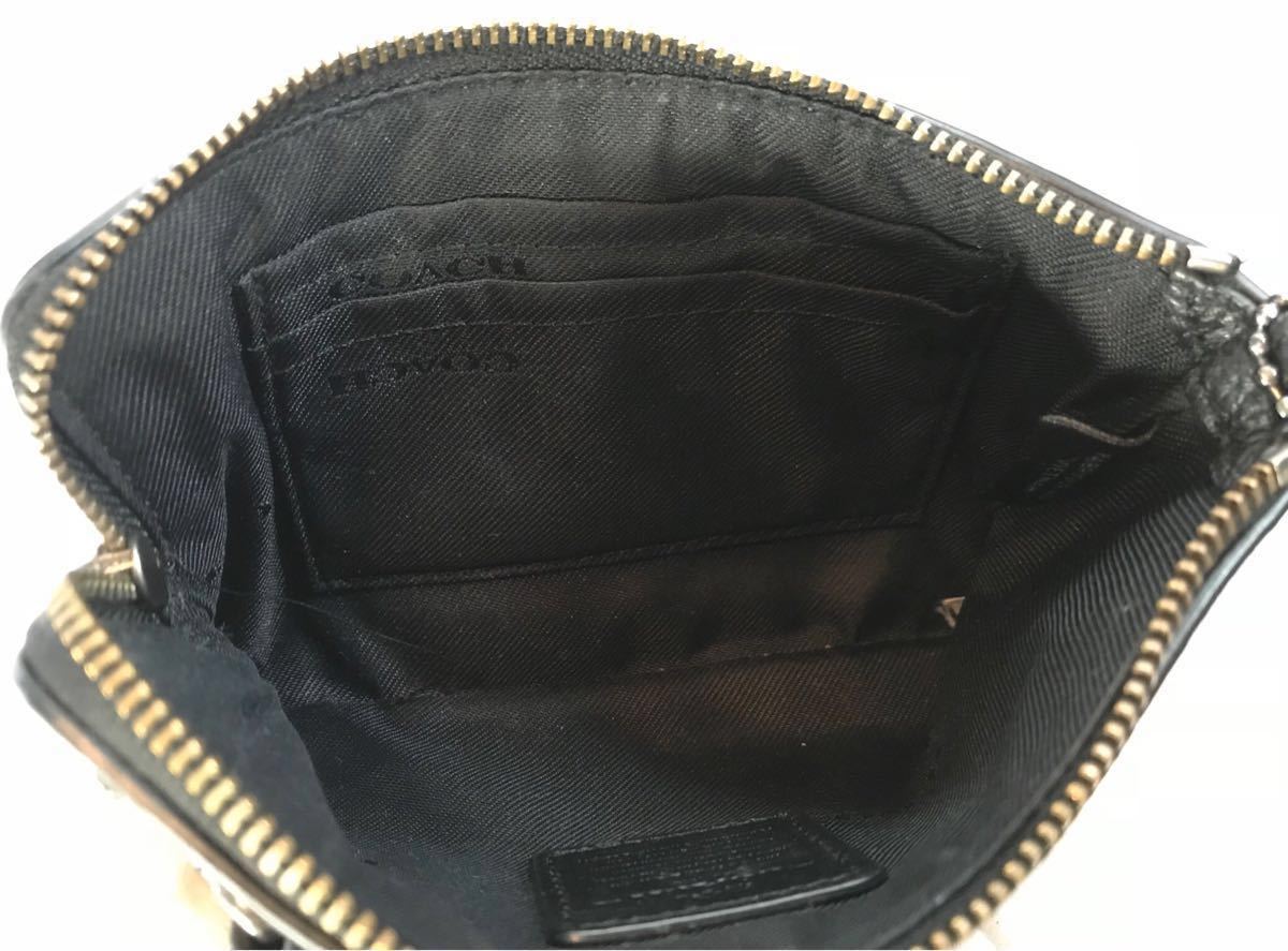 送料無料COACHコーチ黒レザー美品ラッカーリベット良品コーナー格安 