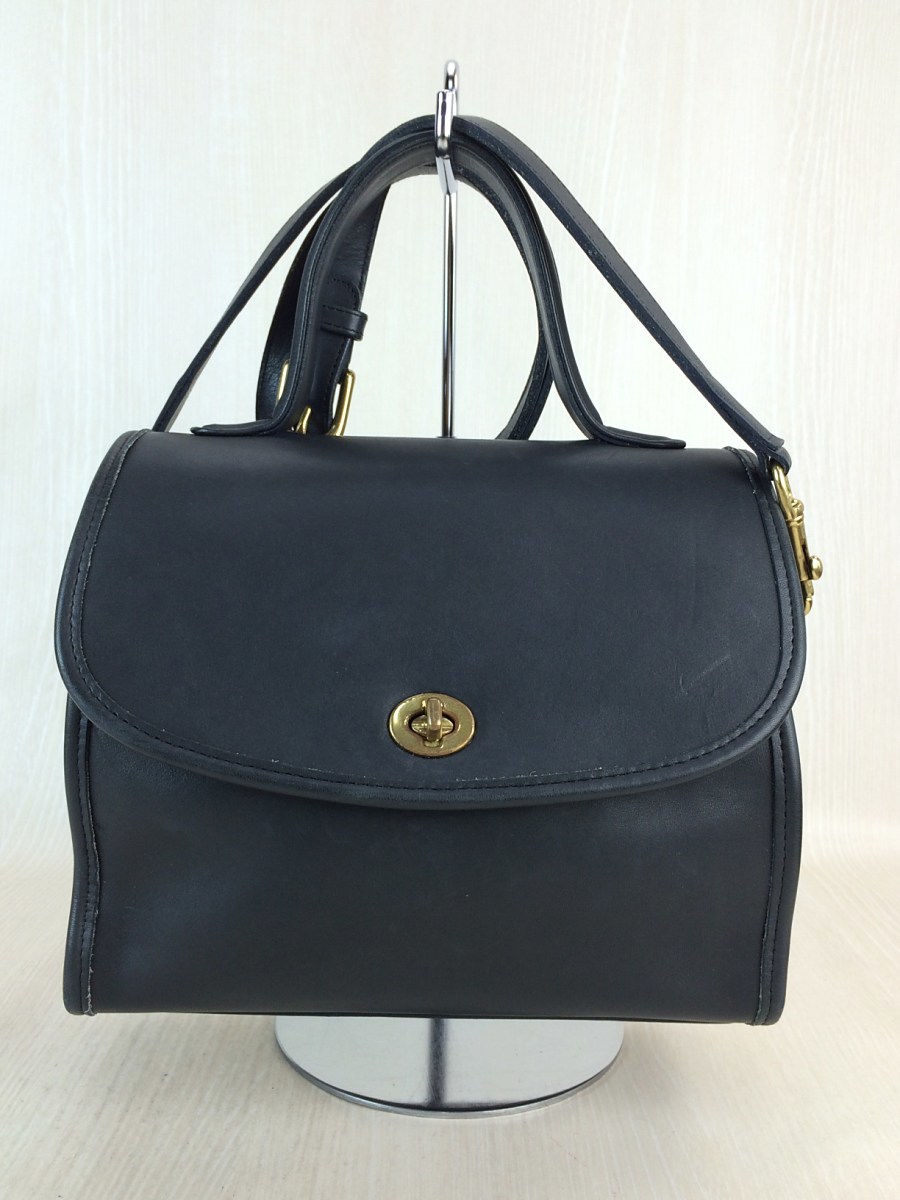 COACH◇ハンドバッグ/レザー/ブラック/OLD COACH/ショルダーストラップ 