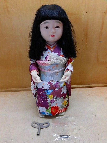 た7T 市松人形 からくり人形 お茶運び人形 女の子 着物 高さ 約44cm