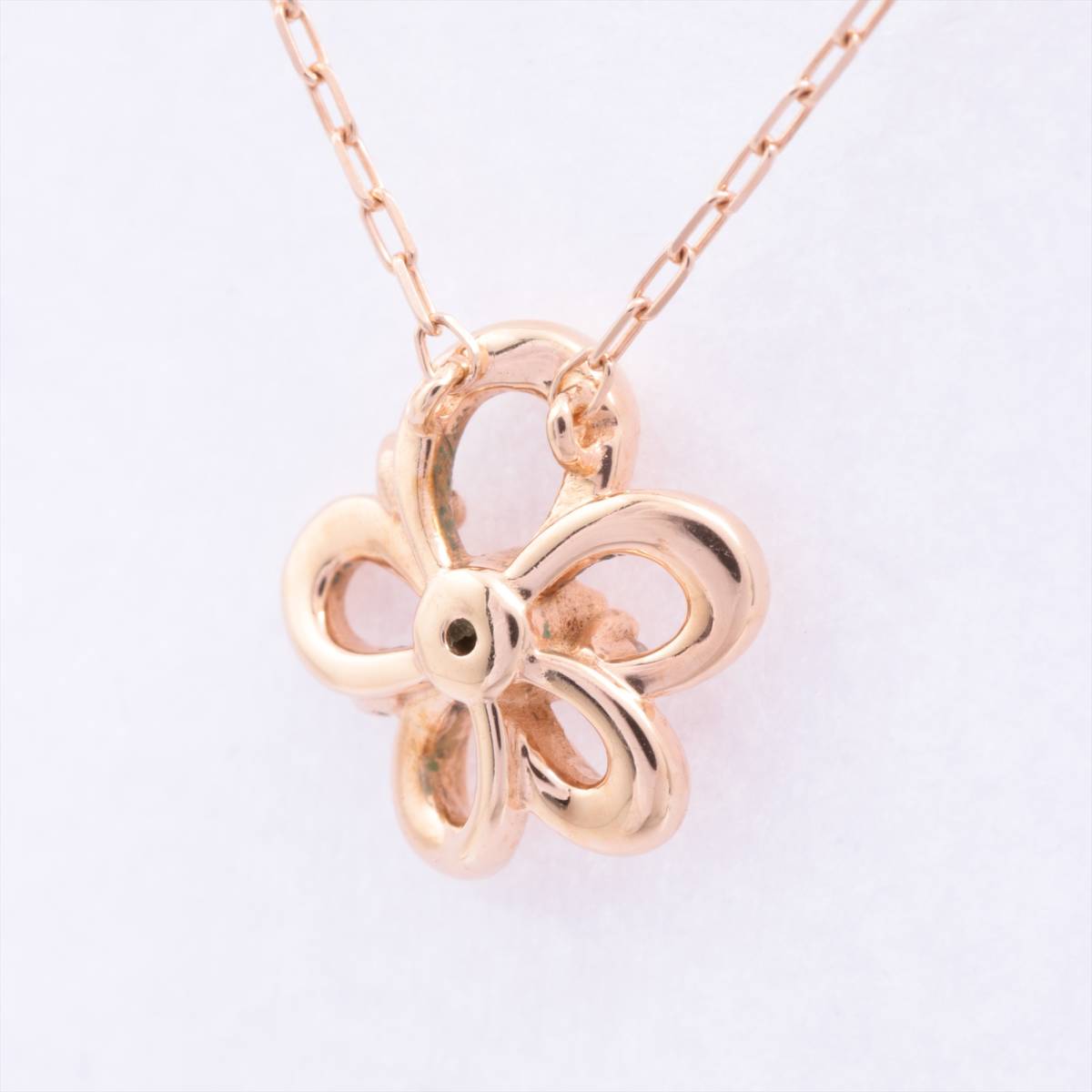 4℃ フラワー ダイヤネックレス K10PG ヨンドシー 花モチーフ 4℃ 【公式 
