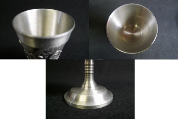 j058 kassack zinn germany製 西洋彫刻が素晴らしい錫製ワインカップ