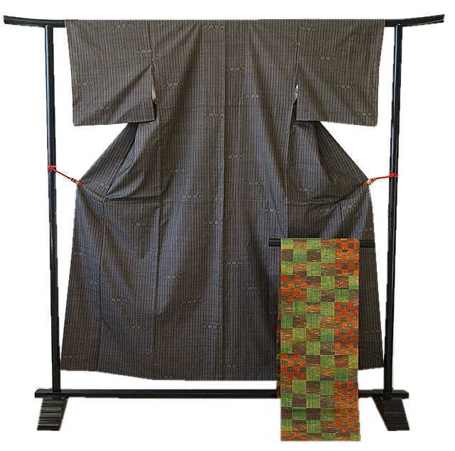 時代屋 裄63.3cm 本場大島紬 なごや帯 帯〆 帯揚げ 4点 セット 径横