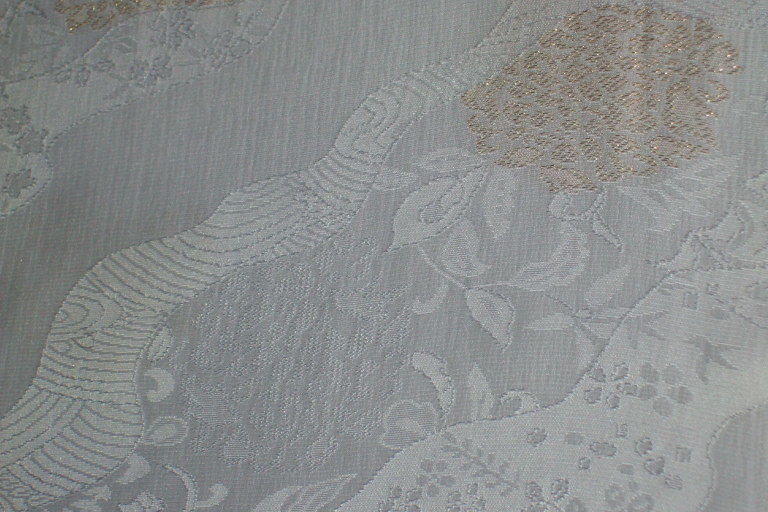 【正絹礼装用】留袖／紋意匠／白金帯揚げ／流水に花柄