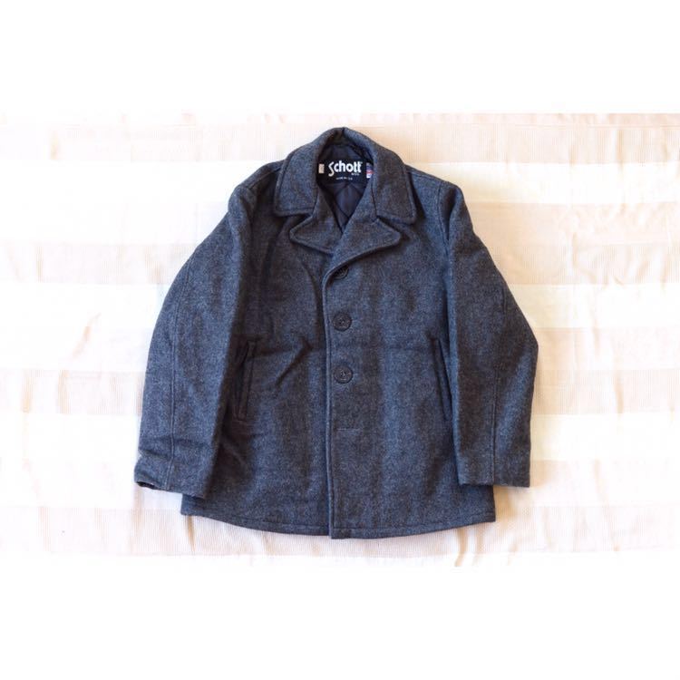 SCHOTT ショット メルトンウール シングル ピーコート ジャケット ビンテージ 40 /c11 メンズ レディース 古着 ライダース L XL USA製