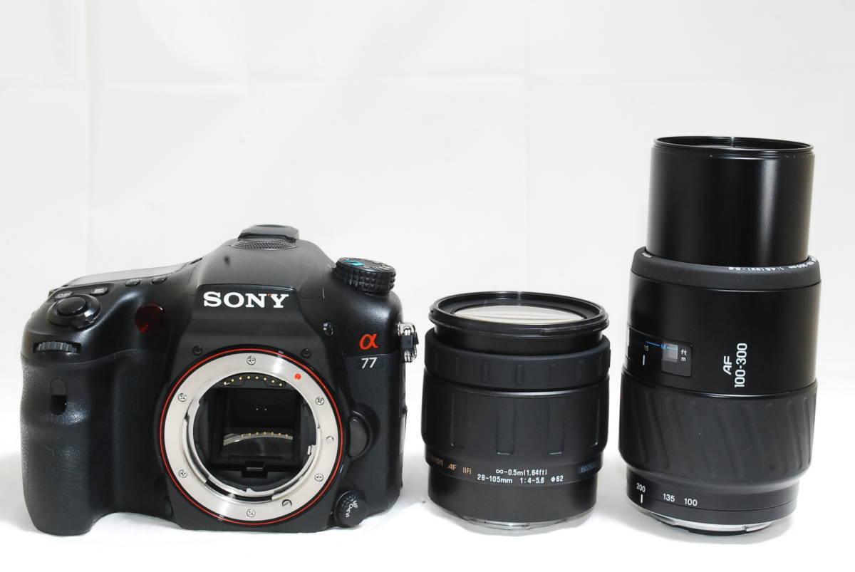 ☆超極上美品! Sony ソニー α77 標準＆超望遠300mmWレンズ! 元箱，