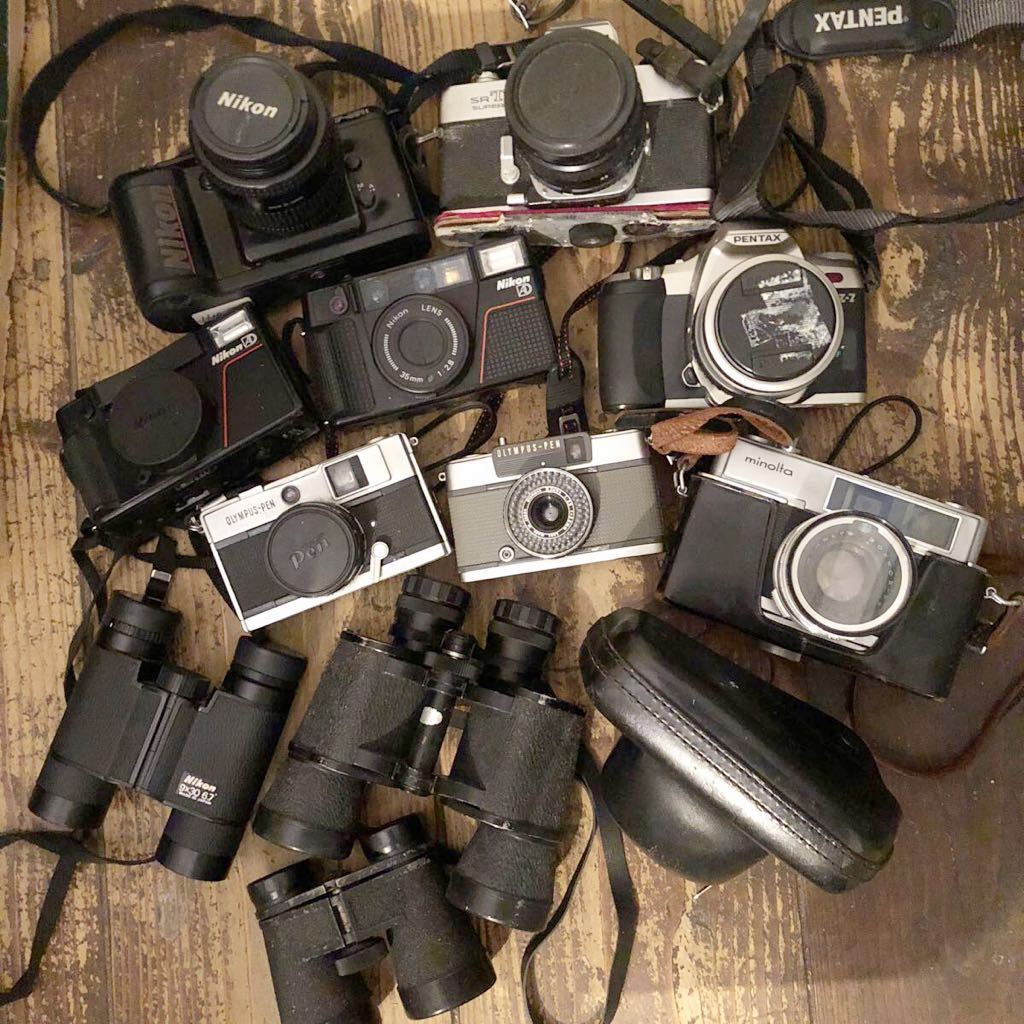 カメラ NIKON minolta PENTAX OLYMPAS-PEN 双眼鏡 11セット まとめて ジャンク Olympus Pen Lens OLYMPUS 中古(オリンパス) PEN-F。｜記憶カメラ