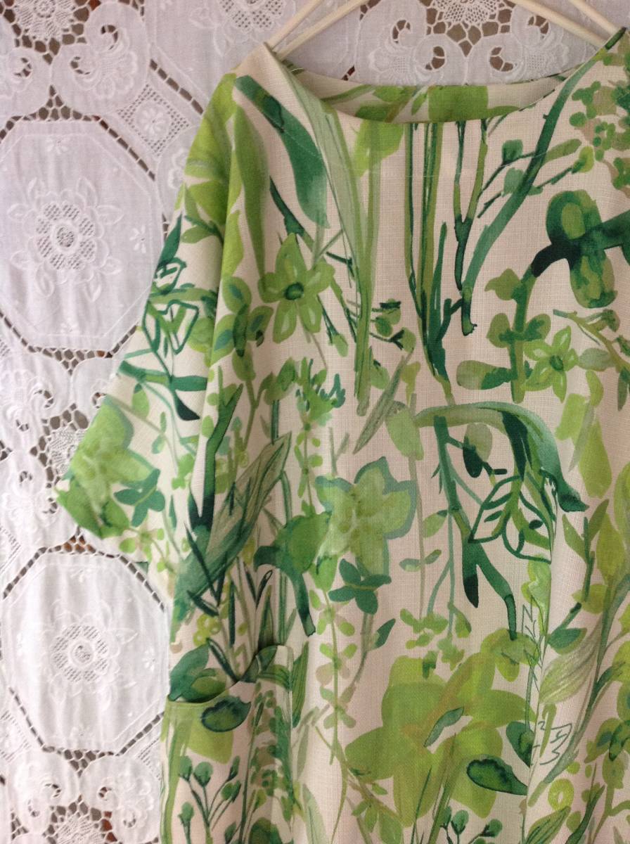 最安値，新品 ハンドメイドワンピース 草花 水彩 花 茎 葉 綿 変わり織り(ワンピース)｜売買されたオークション情報、yahooの商品情報をアーカイブ公開 - オークファン ワンピース