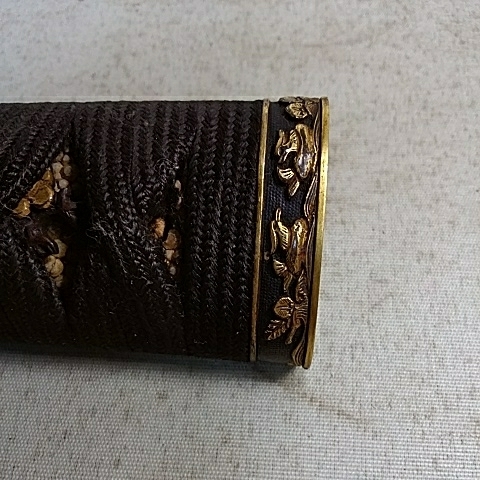 刀装具 鍔 目貫 縁頭 金銀象嵌 時代物 銅地 江戸時代 赤銅 草 item[