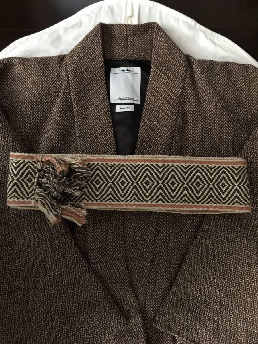 visvim 17FW YUKATA COAT HERRINGBONE (SI/W/LI) BROWN SIZE1 ICT