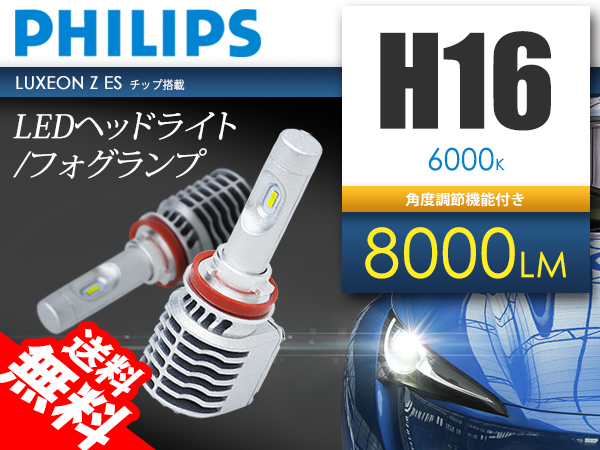 LEDヘッドライト/フォグランプ H16 計8000lm フィリップス/国内点検 送料無料