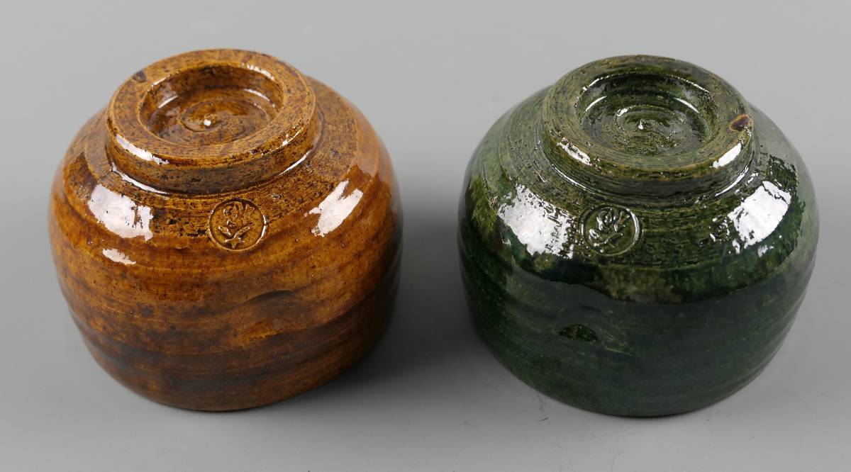大樋焼　長楽　茶碗　茶器　共箱　仕覆　茶道具 梟美術】大樋焼 大福 在銘 抹茶碗 二客 共箱 茶道具 HH005K 500