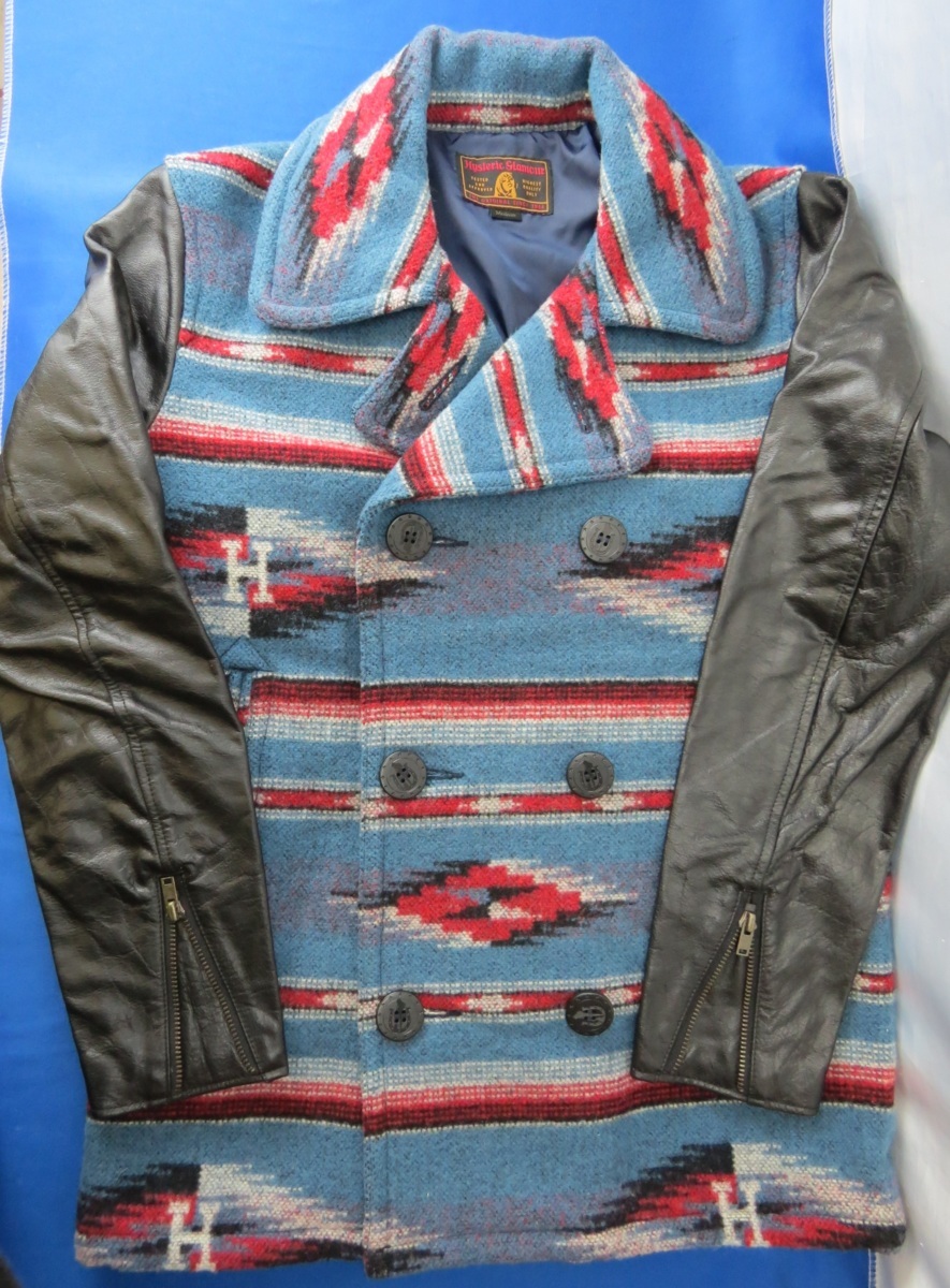 ◎ヒステリックグラマー/HYSTERIC GLAMOUR ピーコート Pコート 袖 レザー ウール オルテガ メルトン牛革