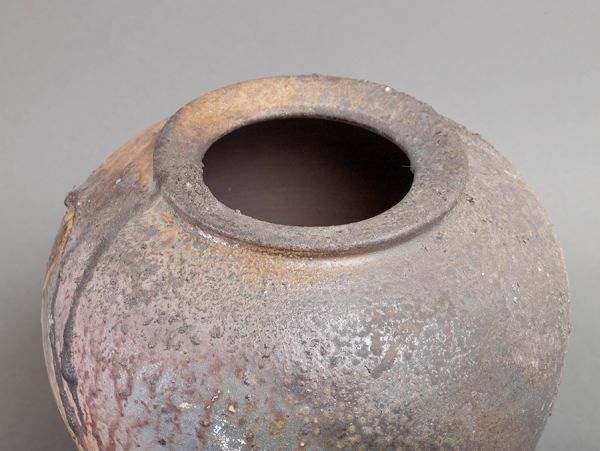W088. 陶芸家 山本宗秀造 備前 壷 高さ26.0cm 共箱 / 華道具茶道具茶室