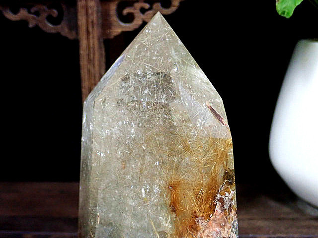 AAA級天然ゴールドルチルクォーツ六角柱136P2-156P08c