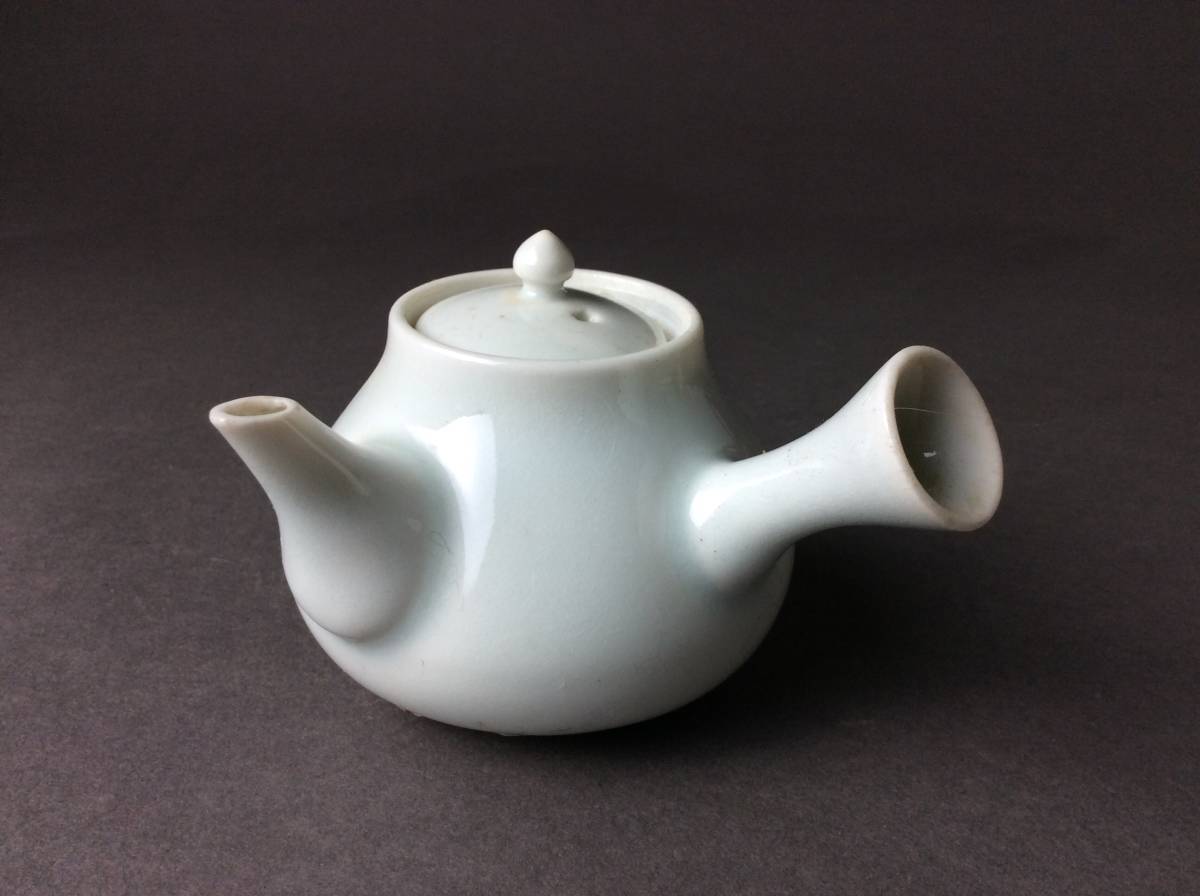 (民芸特別出品)薩摩平佐大窯 白磁横手急須 大珍品 検索;酒器 煎茶