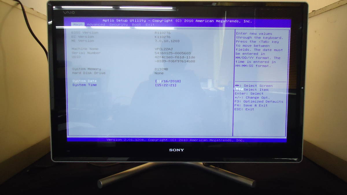 ジャンク】一体型デスクトップPC SONY VAIO Lシリーズ VPCL22AJ