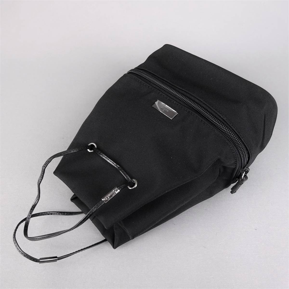 本物未使用■グッチ■ブラックナイロン/レザー■ハンドバッグ/ポーチ/185652