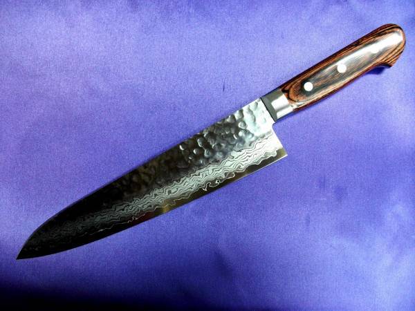 ダマスカス18層鋼 牛刀 240mm 67層鏡面v金10号ダマスカス牛刀240mm