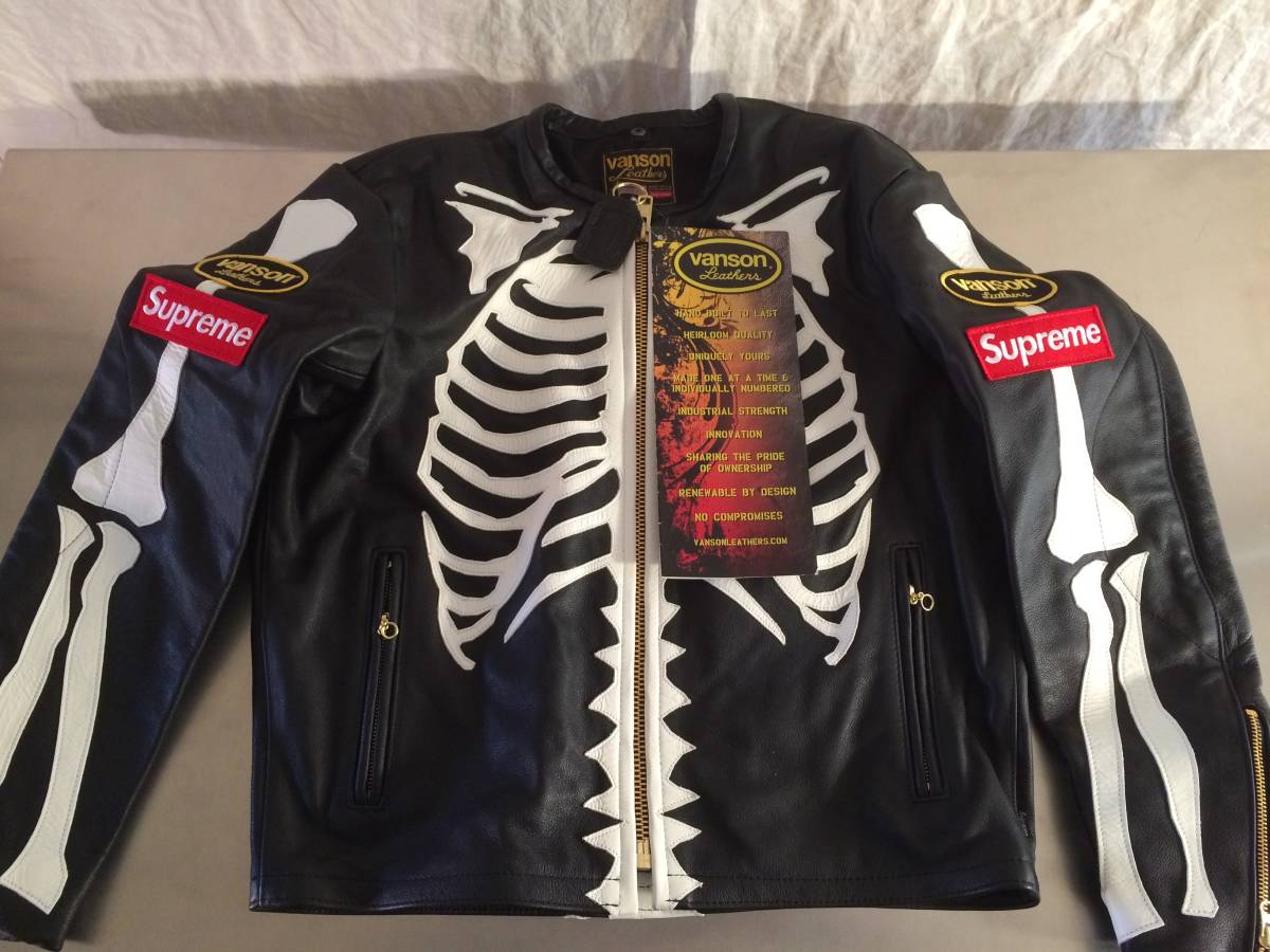 人気セール，爆買い 2017 Supreme Vanson leather bones jacket ライダースジャケット シュプリーム バンソン バイカー(ジャンパー、ブルゾン)｜売買されたオークション情報、yahooの商品情報をアーカイブ公開 - オークファ 男性用