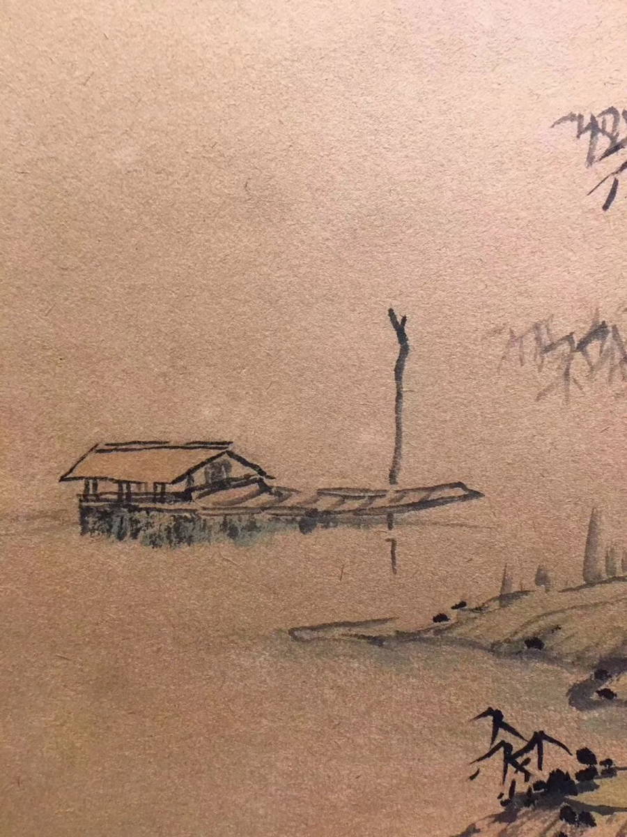 ◆厳◆伝来中国書法　近代書画家『何緯樸・山水図』肉筆紙本　掛け軸　書画立軸　中国美術　コレクター必見　アンティーク　