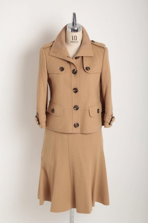 ☆ノバチェック バーバリーロンドン BURBERRY ミリタリージャケット&スカート アンゴラ混 セットアップ レディース 40(S) br07000025