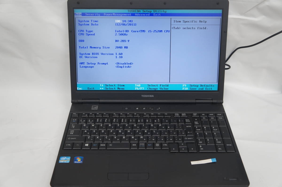 東芝 Dynabook☆B651/C☆Core i5 2520M 2.50GHz/2GB/テンキー