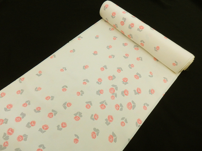 inagoya☆柔らかな肌触り☆人気商品なのでお早めに!!【長襦袢-12ｍ-】ベージュ 小花柄 正絹 反物 新古品 リメイク素材推奨n3645fq